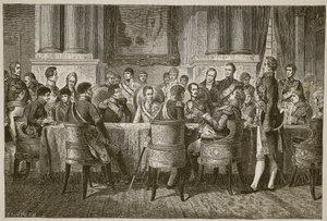 A bécsi kongresszus, a Cassells Illustrated History of England illusztrációja (szépia fotó) alkotó: English School
