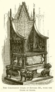 III. Edward koronázási széke, a pogácsa kövével alkotó: English School