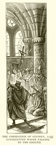 István koronázása, 1135. Földre hulló szentelt ostya