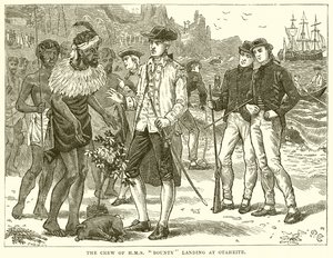 A H.M.S. legénysége Bounty Landing Otaheitében alkotó: English School
