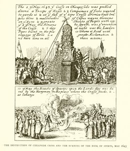 A Cheapside Cross pusztulása és a Sportkönyv felgyújtása, 1643. május alkotó: English School