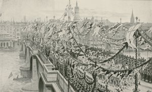 A gyémánt jubileumi körmenet a London hídon alkotó: English School