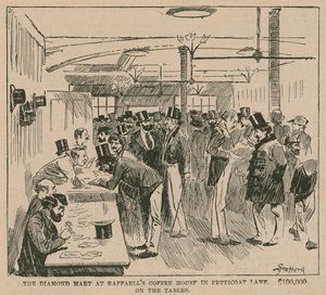A Diamond Mart a Raffaells Coffee House-ban, Petticoat Lane-ben alkotó: English School