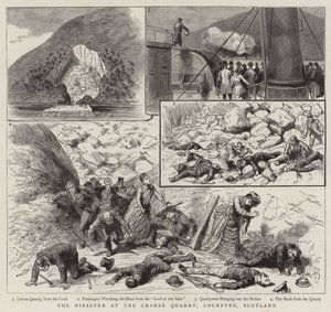Katasztrófa a Crarae kőbányában, Lochfyne, Skócia (metszet) alkotó: English School
