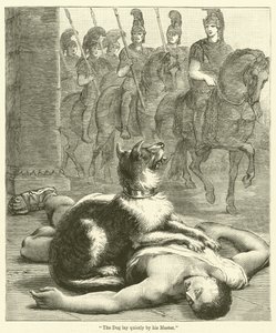 "A kutya csendesen feküdt a gazdája mellett" alkotó: English School