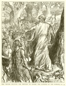 A druidák a briteket, hogy ellenezzék a rómaiak partraszállását, Kr. e. 55 alkotó: English School