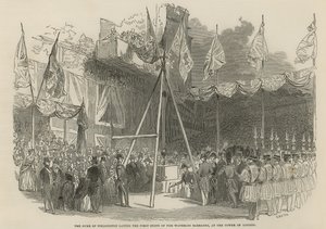 Wellington hercege lerakja a Waterloo laktanya első kövét