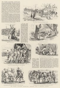 A húsvéti önkéntes manőverek, vázlatok menetoszloppal (metszet) alkotó: English School