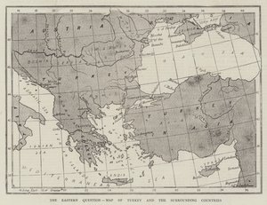 Keleti kérdés, Törökország és a környező országok térképe (metszet) alkotó: English School