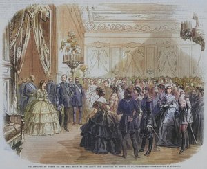 Az orosz császár a bálon, amelyet Morny gróf és de Morny grófné adott Szentpéterváron (metszet) alkotó: English School