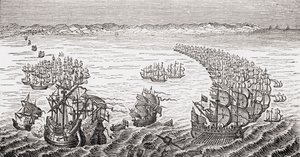A Sir Francis Drake által irányított angol flotta 1588-ban megtámadta a spanyol Armadát, Lord Brougham és mások „Old England