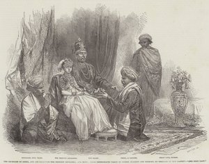Az ex-coorgi rádzsa és lánya, Gouramma hercegnő és lakosztály (metszet) alkotó: English School