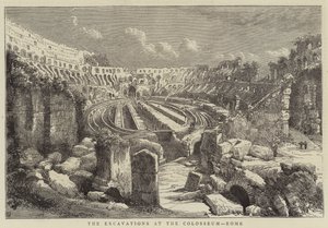 Ásatások a Colosseumban, Róma (metszet) alkotó: English School
