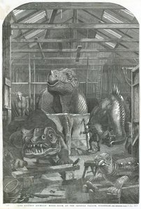 Az Extinct Animals modellszobája a Crystal Palace-ban, Sydenhamban alkotó: English School