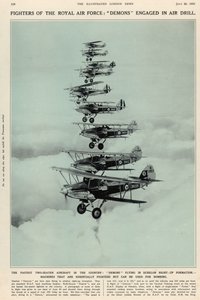 Az ország leggyorsabb kétüléses repülőgépe: démonok repülnek lépcsőzetesen jobbra felfelé, a The Illustrated London News Royal Naval and Military Number-ból, 1935. július 20. alkotó: English School