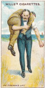 The Firemans Lift No.2, no.19 a Willss Cigarettes kártyák elsősegély-sorozatából, 1913 alkotó: English School
