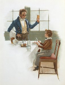 A barátságos pincér, illusztráció David Copperfieldhez (1850), Charles Dickens (1812-70) alkotó: English School