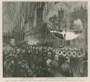 A néhai Lord Shaftesbury temetési szolgálata Westminsterben alkotó: English School
