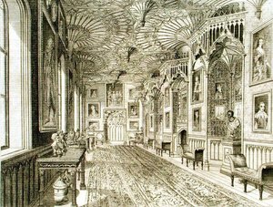 A galéria, T. Morris metszete, Horace Walpole „Description of Strawberry Hill” című művéből alkotó: English School