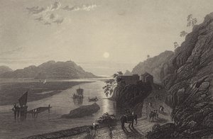 A Gangesz belép a síkságra Haridwar közelében (metszet) alkotó: English School