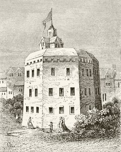 The Globe Theatre, Southwark, William Hickman Smith Aubrey (1858-1916) „Anglia nemzeti és hazai története” című könyvéből, London, 1890 körül. alkotó: English School