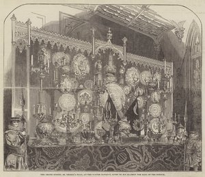 A nagy büfé, a Szent György-terem a harisnyakötő banketten, Őfelsége, a Francia Királya kapta (metszet) alkotó: English School
