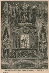 A Grand Coronation tűzijáték-templom a Hyde Parkban alkotó: English School