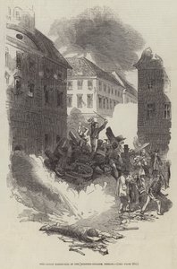A nagy barikád a Breiten-Strassén, Berlin (metszet) alkotó: English School