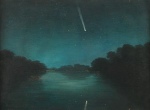 Az 1861-es nagy üstökös a Staines Bridge felől nézve, Middlesex (olaj-cink)
