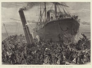 A nagy katasztrófa a Temzén, ütközés Alice hercegnő és a Bywell kastély között, Woolwich közelében (metszet) alkotó: English School