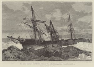 A Great Gale and Snow Storm, a Panamai-öböl roncsa, Falmouth közelében alkotó: English School