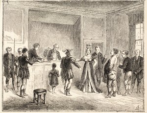 The Hand and Shears, Egy ügy a Pie-Poudre bírósága előtt, egy 1811-es rajzból alkotó: English School