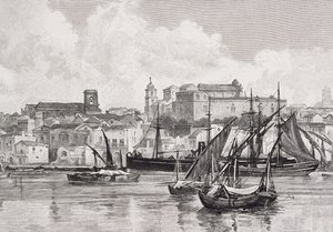 The Harbour, Brindisi, Olaszország, a „The festői mediterrán” 3. kötetéből, kiadó: Cassell and Co. Ltd., 1880-90-es évek alkotó: English School