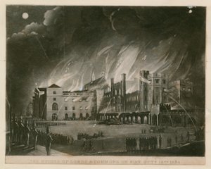 A Lordok és Alsók Háza lángokban áll, 1834. október 16-án alkotó: English School