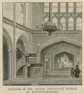 A hugenották Angliában: a francia protestáns templom belseje, St Martins-le-Grand alkotó: English School