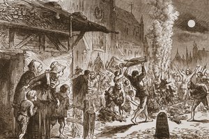 A bázeli ikonoklasztok képeket és bálványokat égetnek, illusztrációja James Aitken Wylie (1808-1890) A protestantizmus története című könyvéből, pub. 1878 alkotó: English School