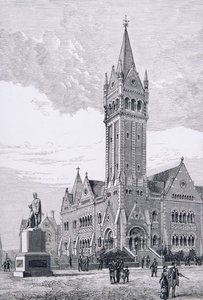 The Independent Church, Collins Street, Melbourne, Ausztrália, az Australian Pictures-től, pub. a The Religious Tract Society, 1886 alkotó: English School