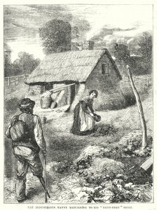 A szorgalmas tengerész visszatér "bérmentes" otthonába (metszet) alkotó: English School
