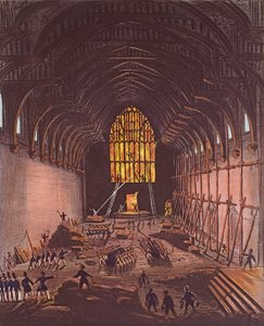 A Westminster Hall belseje, 1834 (színes metszet) alkotó: English School