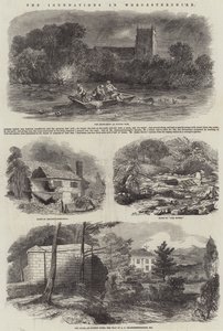 Az áradások Worcestershire-ben (metszet) alkotó: English School