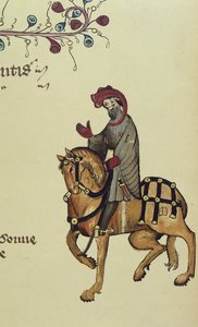 A lovag, a The Canterbury Tales című fakszimile, Geoffrey Chaucer (1342-1400 körül) alkotó: English School