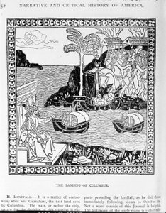 The Landing of Columbus, a „The Narrative and Critical History of America” II. kötetéből, Justin Winsor szerkesztette, London, 1886 alkotó: English School
