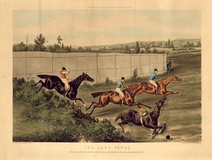 Az utolsó kerítés, amely az utolsó akadályversenyt jelképezi, amelyre a Hippodrome versenypályán került sor, Kensington, London
