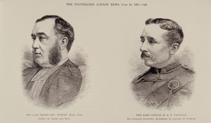 A néhai jobboldali tiszteletes Rowley Hill, Sodor és Man püspöke és E. B. T. Vaughan néhai kapitány, a 6. panjaub gyalogság, Dacoits gyilkolta meg Burmahban, a The Illustrated London Newsból, 1887. június 18. alkotó: English School