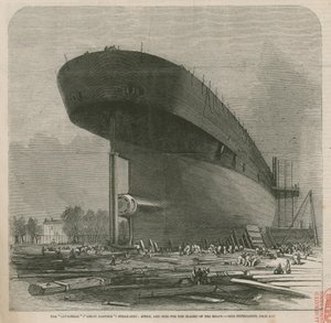 A Leviathan (Nagy Keleti) gőzhajó; tat és kiemelkedés a csavar pengéihez alkotó: English School