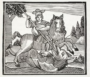 Szent György, Anglia nemes bajnokának élete és halála, illusztráció a 18. századi fejezetből, John Ashton, pub. 1882 alkotó: English School