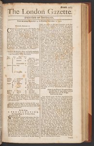 A London Gazette, 5573. szám, 1. oldal alkotó: English School