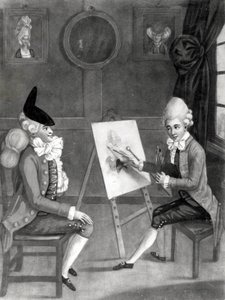 A makarónifestő, vagy Billy Dimple a képéhez illően, kiadó: Bowles and Carver, 1772 (mezzotint) alkotó: English School