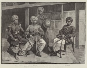 A manipuri expedíció, a három fogoly immár a brit hatóságok kezében (metszet) alkotó: English School