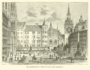 A Marienplatz, régi és új Rathausszal alkotó: English School